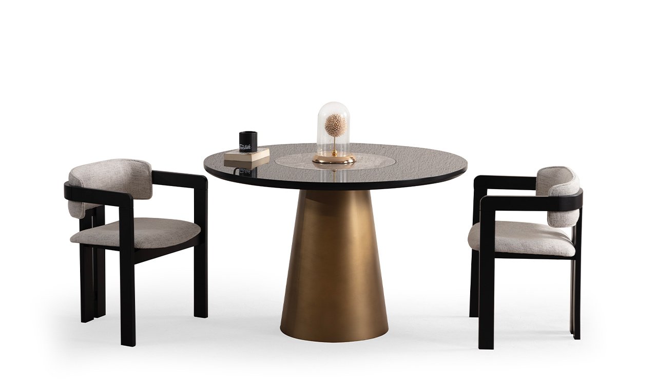 Roll Yuvarlak Masa | Pirinç & Ceviz