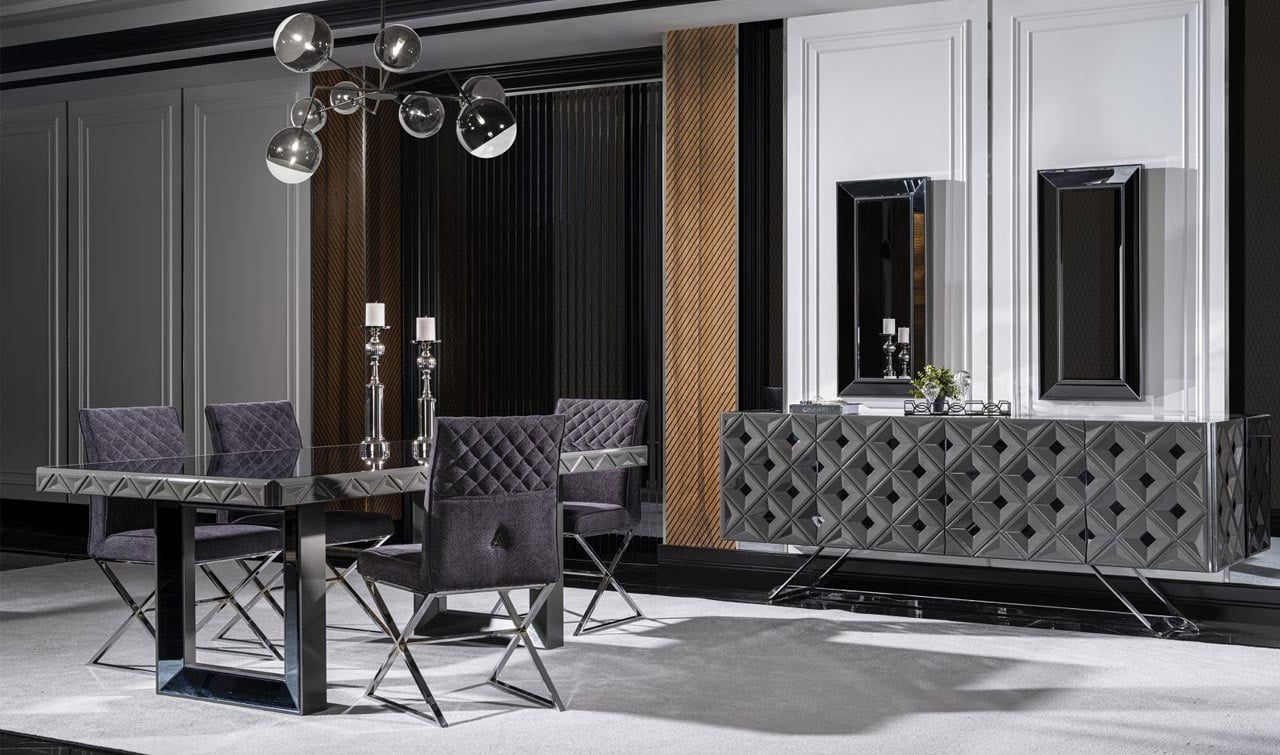 Viona Gri Yemek Odası Takımı