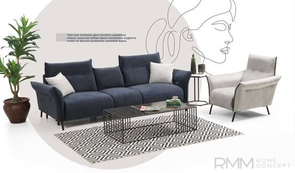 Mozart Müzik Sistemli Koltuk Takımı (Antresit - Açık Gri)