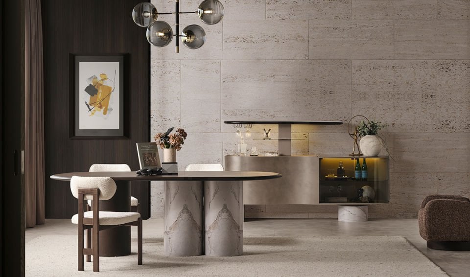 Tesla Ceviz Yemek Odası Takımı