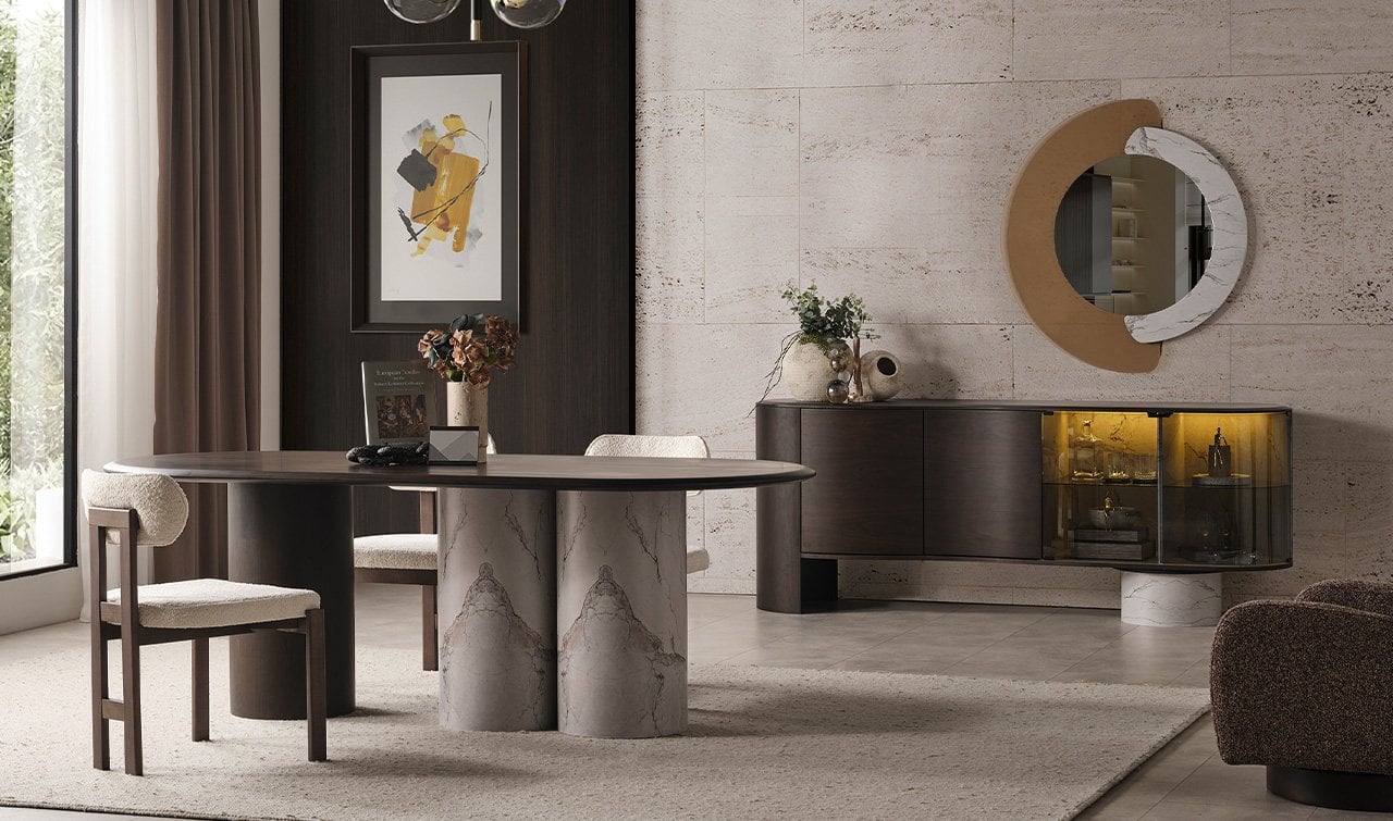 Tesla Ceviz Yemek Odası Takımı