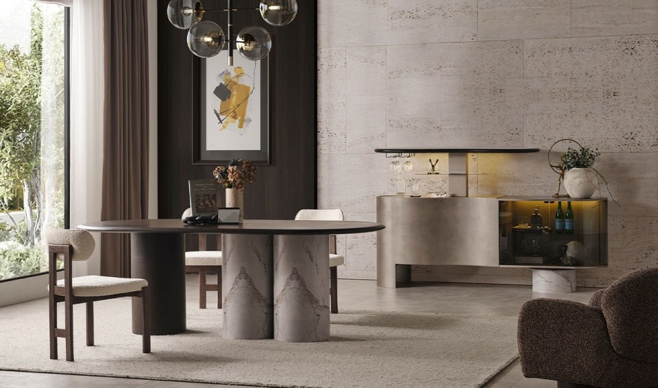 Tesla Ceviz Yemek Odası Takımı