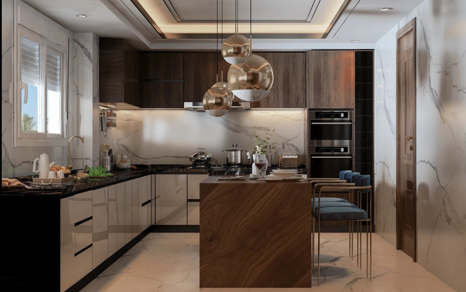 Mimari mutfak dekorasyon tasarımı