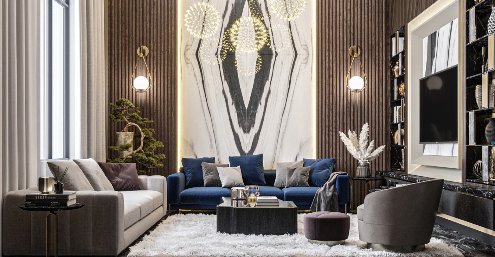 lüks salon duvar dekorasyonu 2025 iç mimar projesi