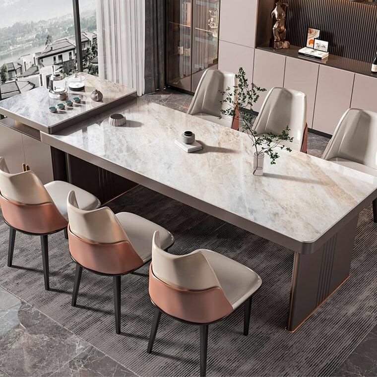 Porselen Masa mı Traverten Tablalı Masa mı? Yemek Odası + TV Ünitesi Seçim Rehberi 