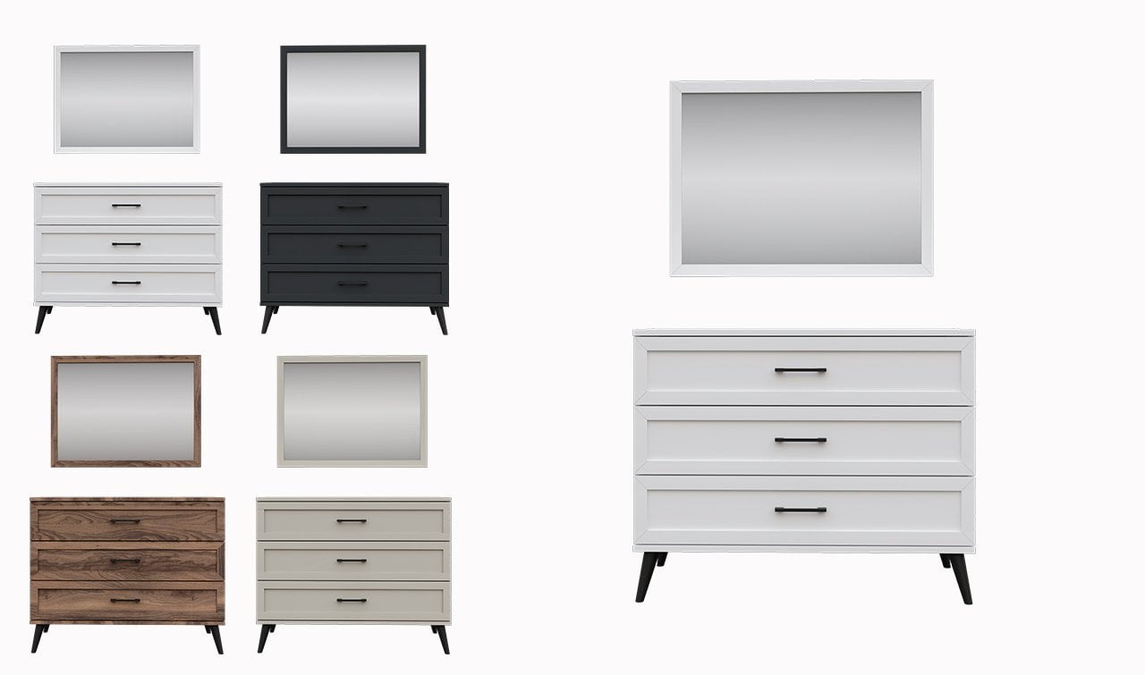 Volante Yatak Odası Takımı - 6 Kapaklı Beyaz