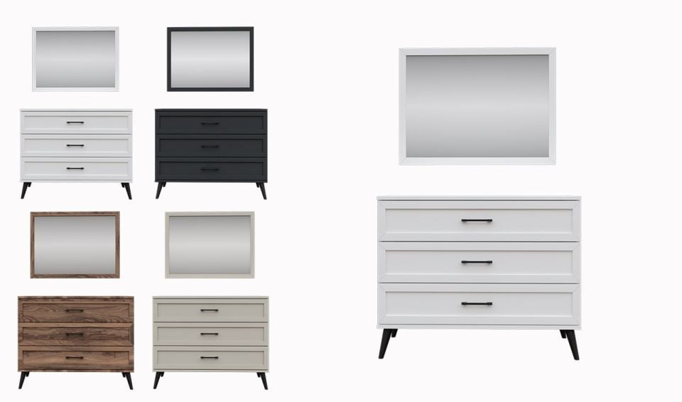 Volante Yatak Odası Takımı - 6 Kapaklı Beyaz