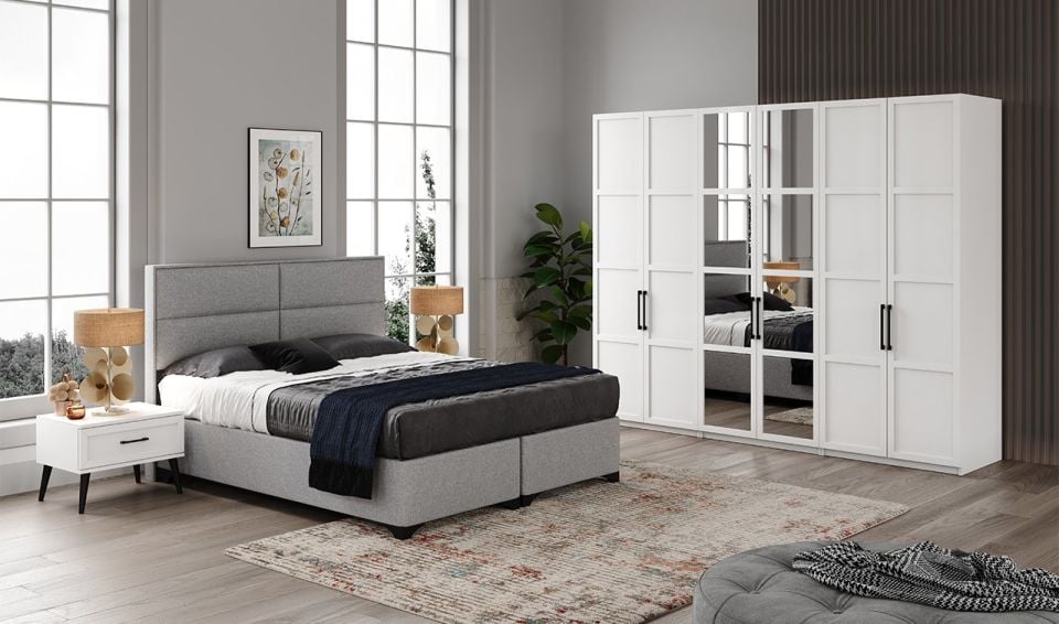 Volante Yatak Odası Takımı - 6 Kapaklı Beyaz