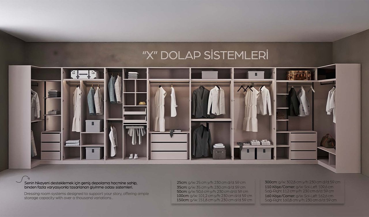 Kaşmir Modüler Köşe Dolap Sistemi