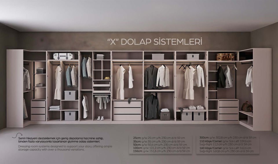 Kaşmir Modüler Köşe Dolap Sistemi