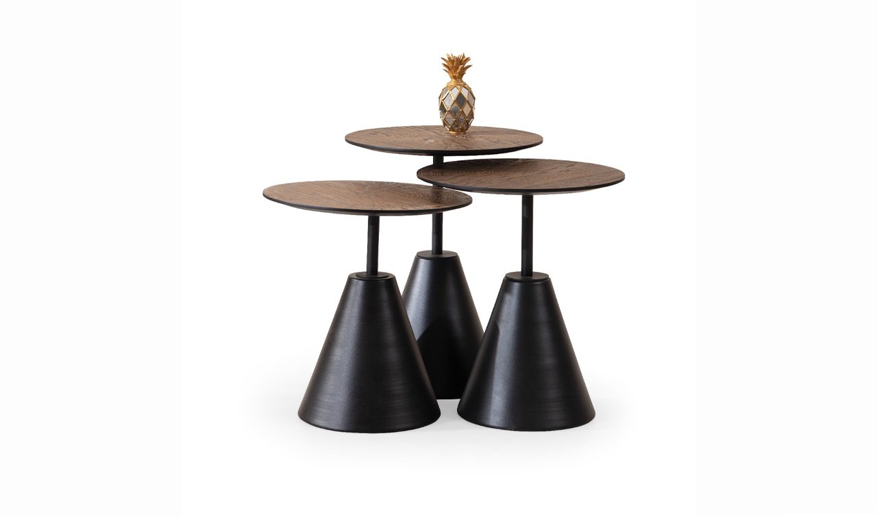 Oldies Black Üçlü Zigon Sehpa