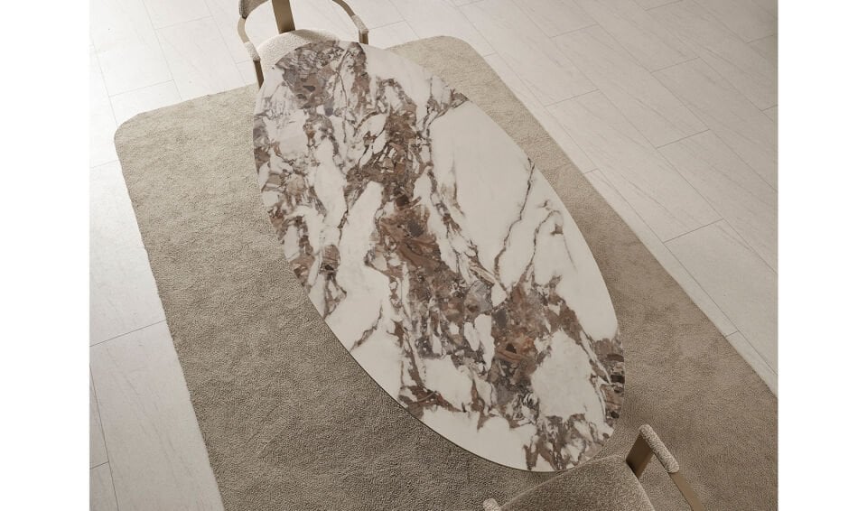 Seramik Yemek Masası Gold Ayak