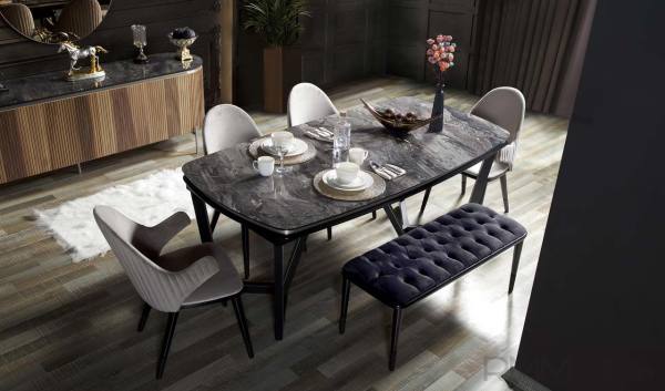 Tesla Yemek Odası Takımı | Ceviz Gümüş