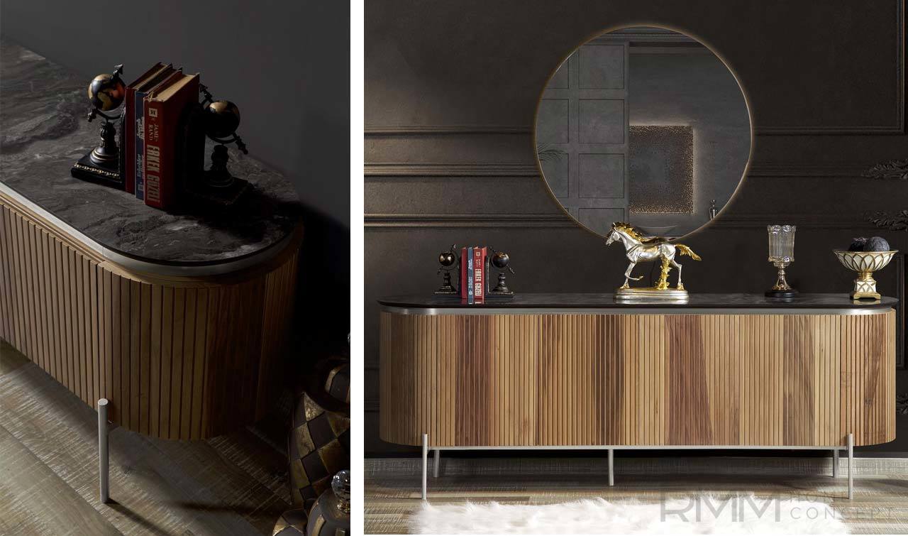 Tesla Yemek Odası Takımı | Ceviz Gümüş