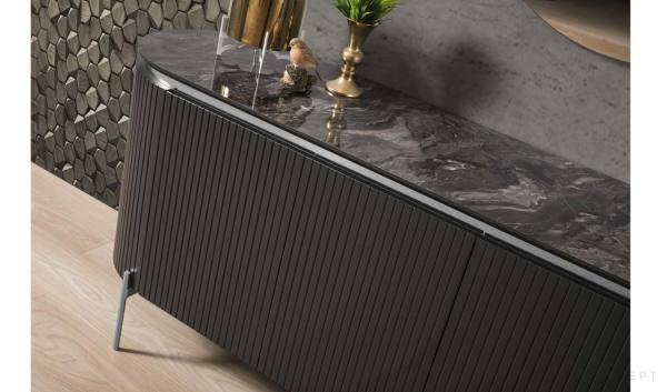 Tesla Siyah Gümüş Yemek Odası Takımı