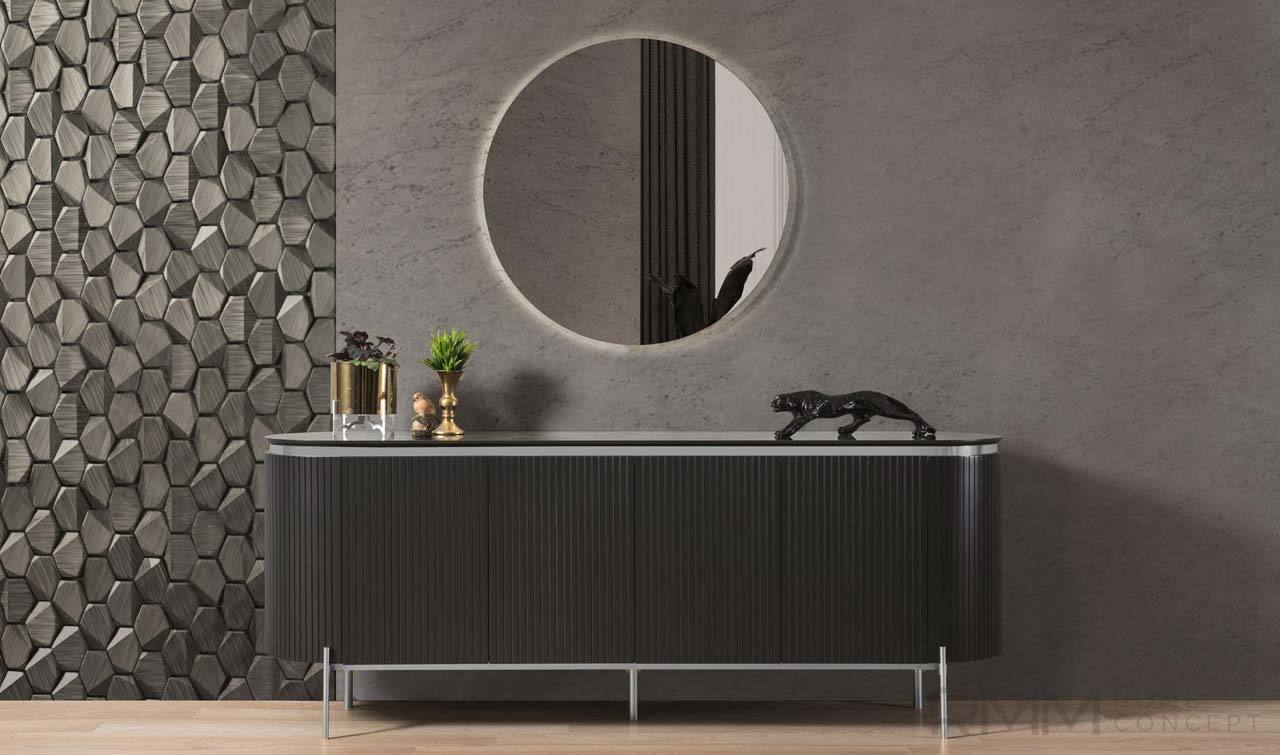 Tesla Siyah Gümüş Yemek Odası Takımı