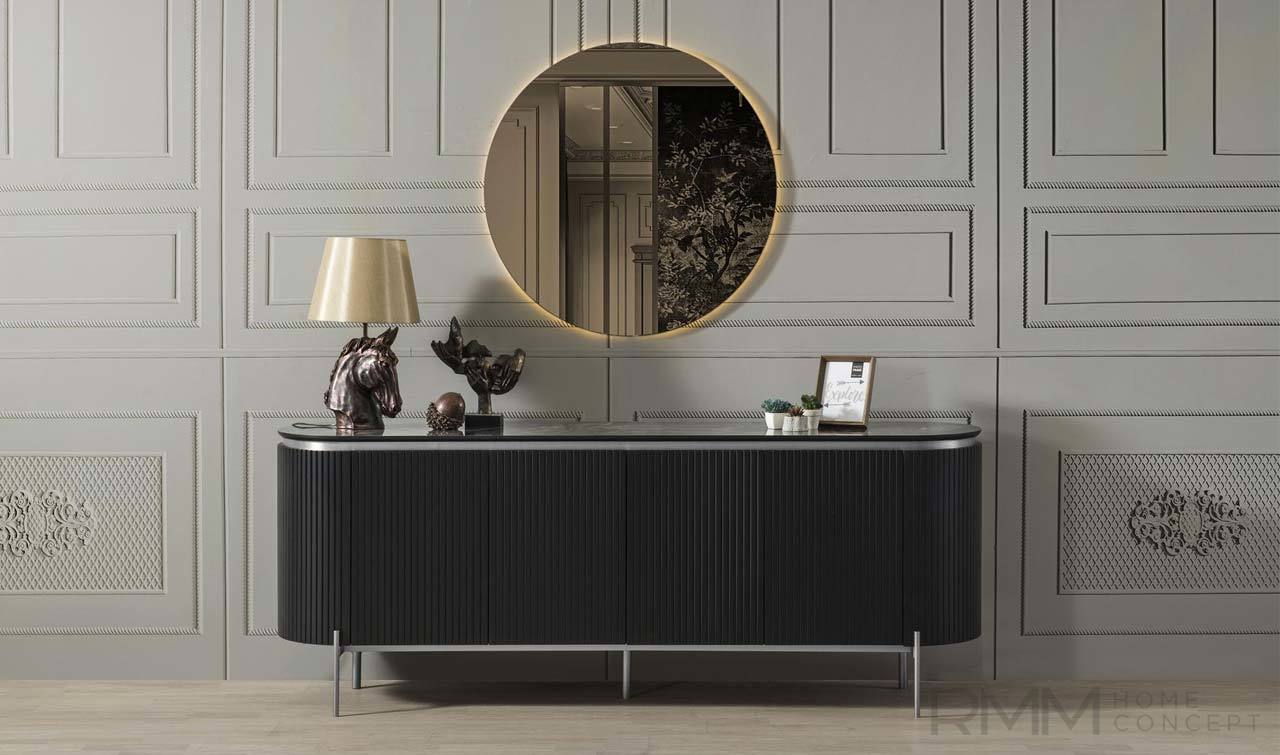 Tesla Siyah Gümüş Yemek Odası Takımı