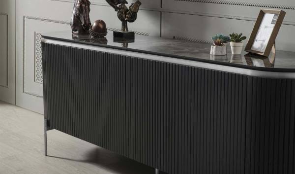 Tesla Siyah Gümüş Yemek Odası Takımı