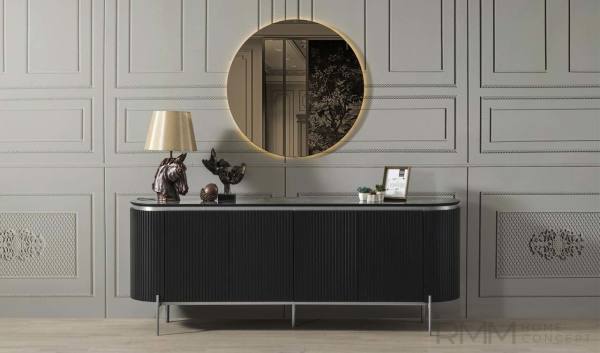 Tesla Siyah Gümüş Yemek Odası Takımı