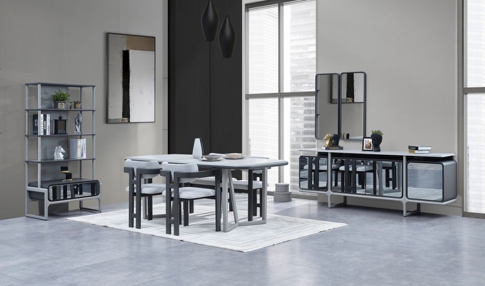 Vega Plus Yemek Odası Takımı - Gri