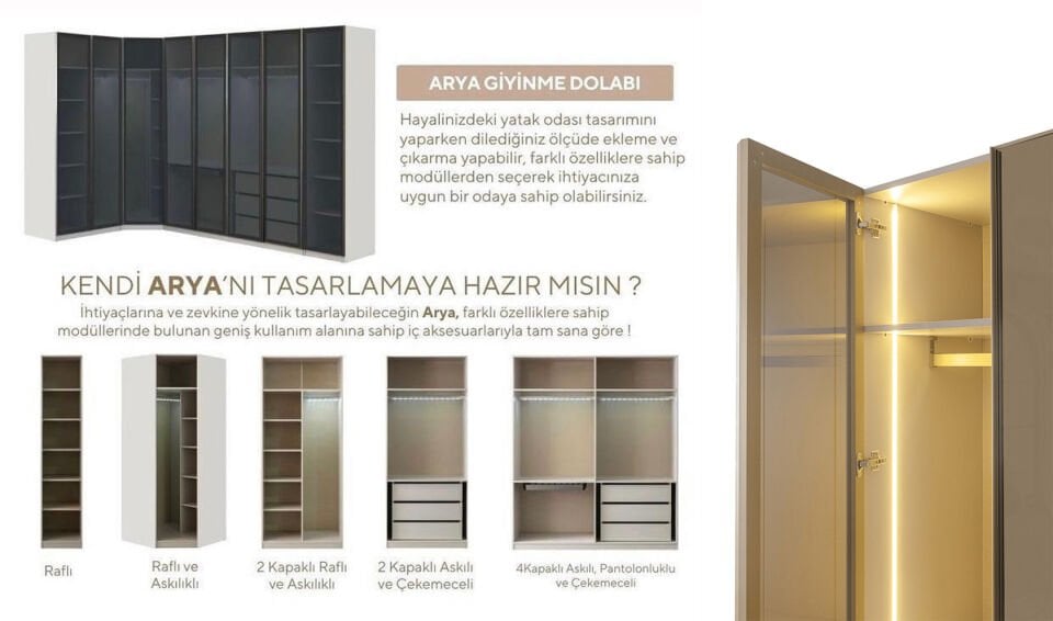 Arya Modüler Köşe Dolap