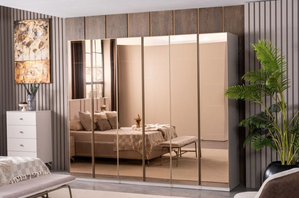 Eva 6 Kapaklı Gardrop Full Aynalı