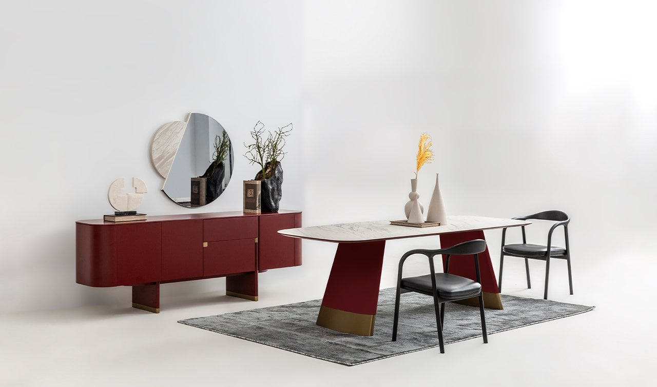 Delta Yemek Odası Takımı | Bordo
