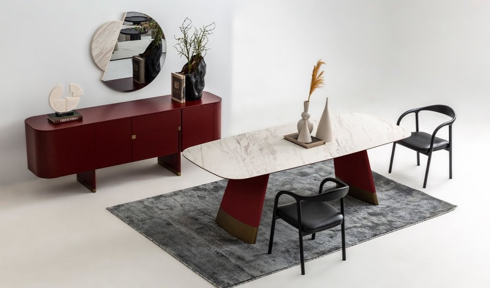 Delta Yemek Odası Takımı | Bordo