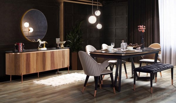 Tesla Ceviz Yemek Odası Takımı