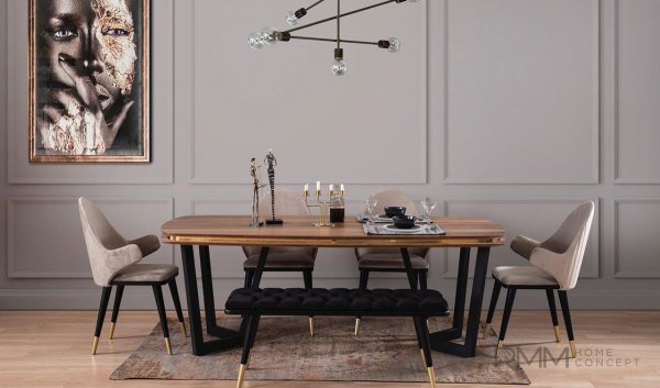 Tesla Ceviz Yemek Odası Takımı