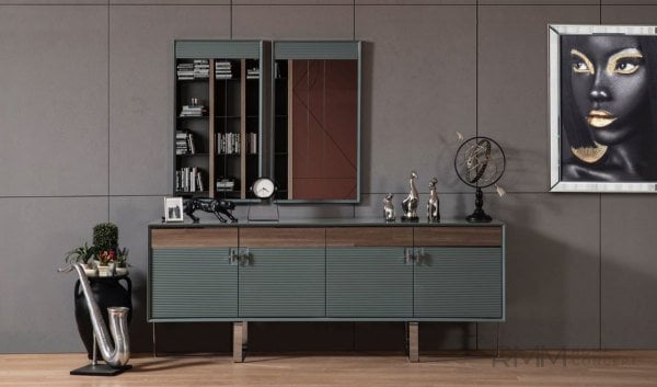 Tesla Ceviz Yemek Odası Takımı Konsol