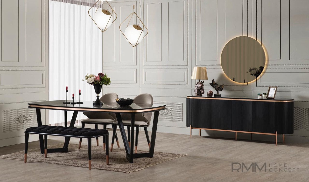 Tesla Siyah Yemek Odası Takımı