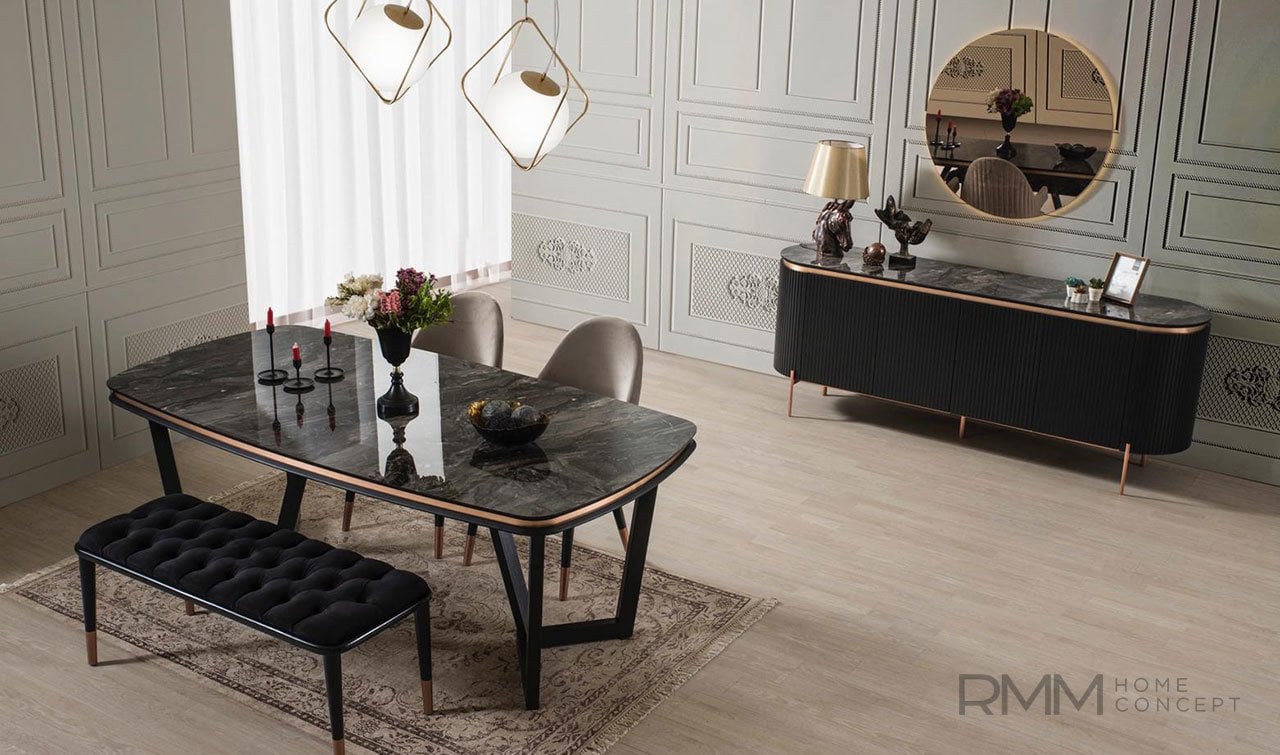 Tesla Siyah Yemek Odası Takımı