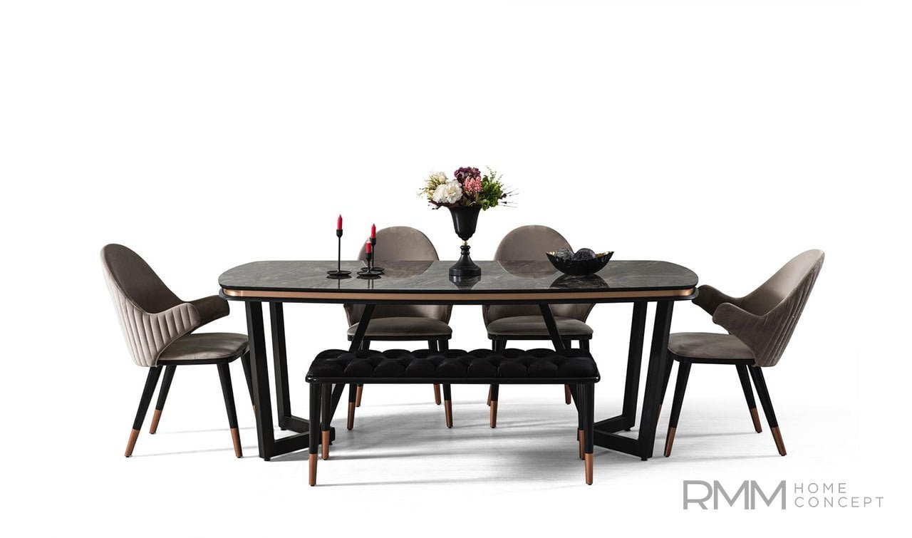 Tesla Siyah Yemek Odası Takımı