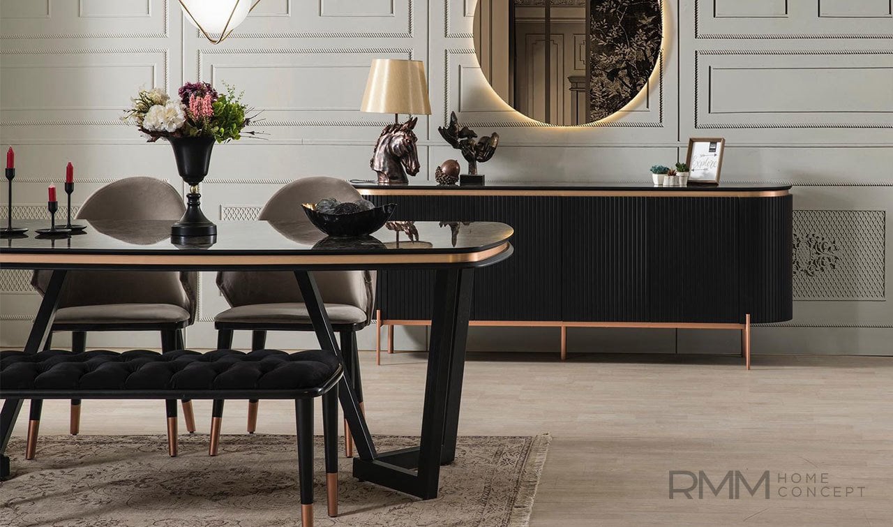 Tesla Siyah Yemek Odası Takımı