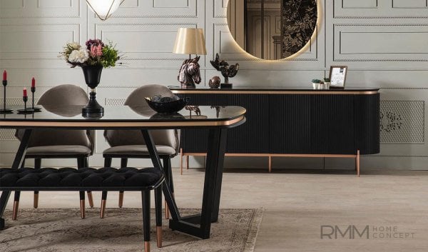 Tesla Siyah Yemek Odası Takımı