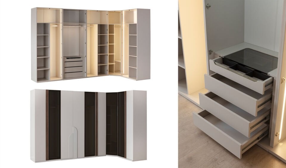 Estella Köşe Dolaplı Yatak Odası