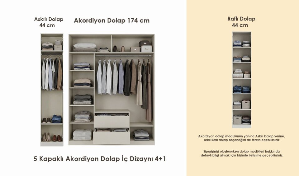 Teba Yatak Odası Takımı | Akordiyon 5 Kapaklı