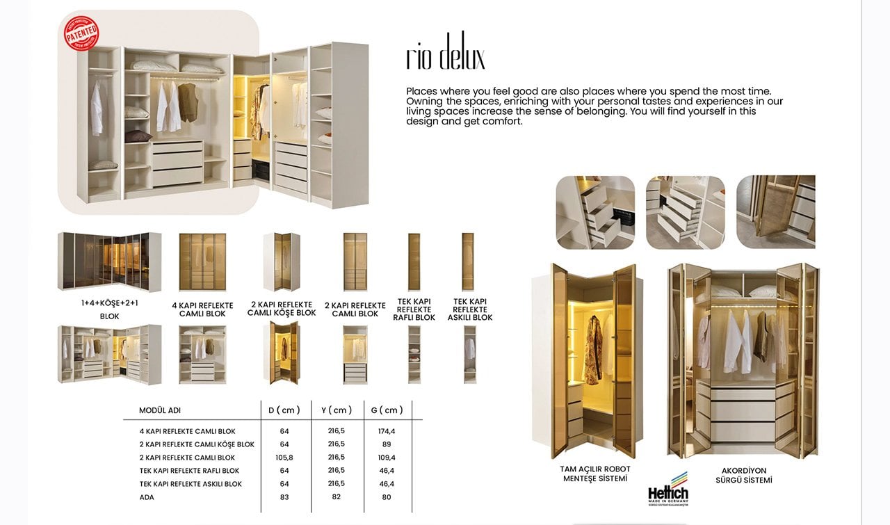 Rio Yatak Odası Takımı | Köşe Dolaplı