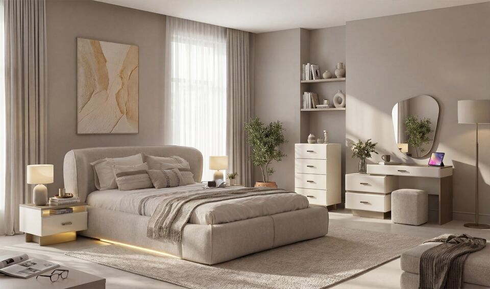 Teba Yatak Odası Takımı | Akordiyon 4+2 Kapaklı
