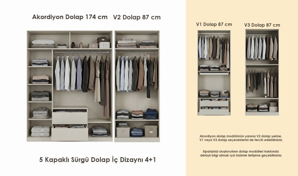 Teba Yatak Odası Takımı | Akordiyon 4+2 Kapaklı