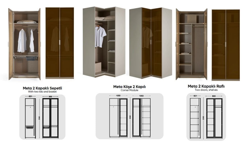 Meta Giyinme Odası - Köşe Dolap