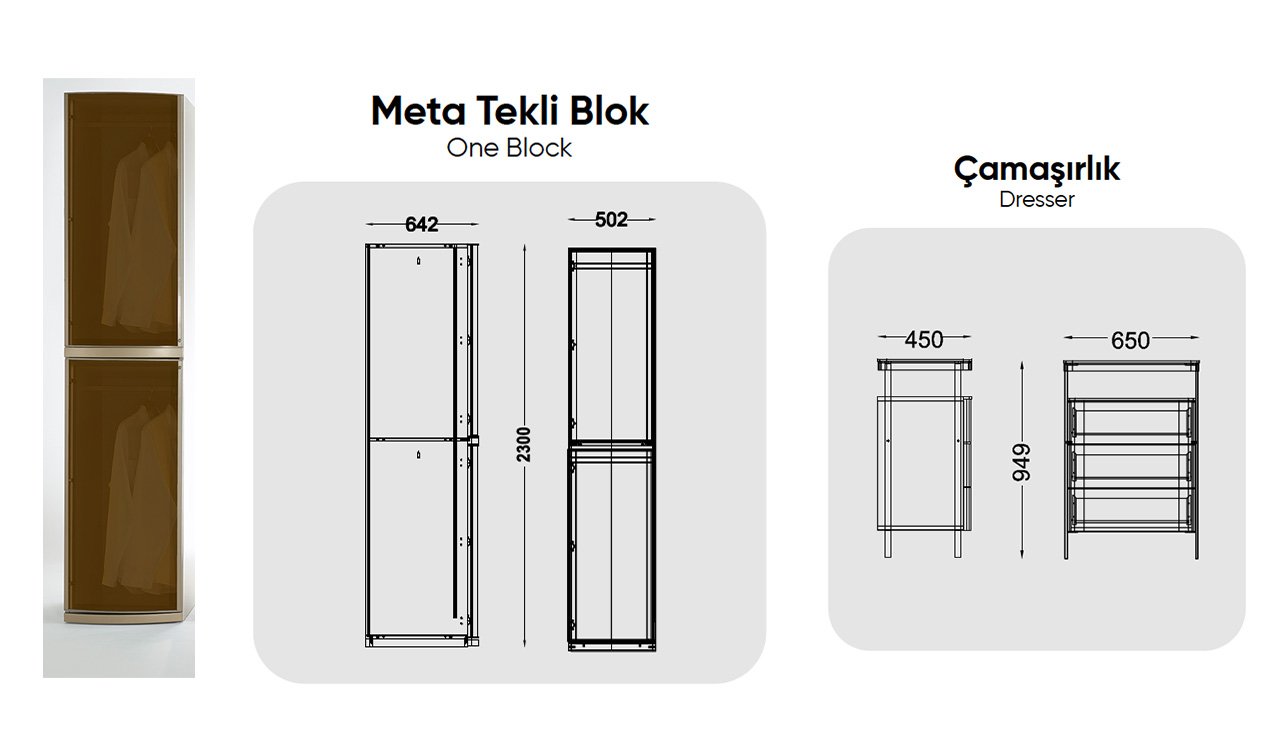 Meta Giyinme Odası - Köşe Dolap