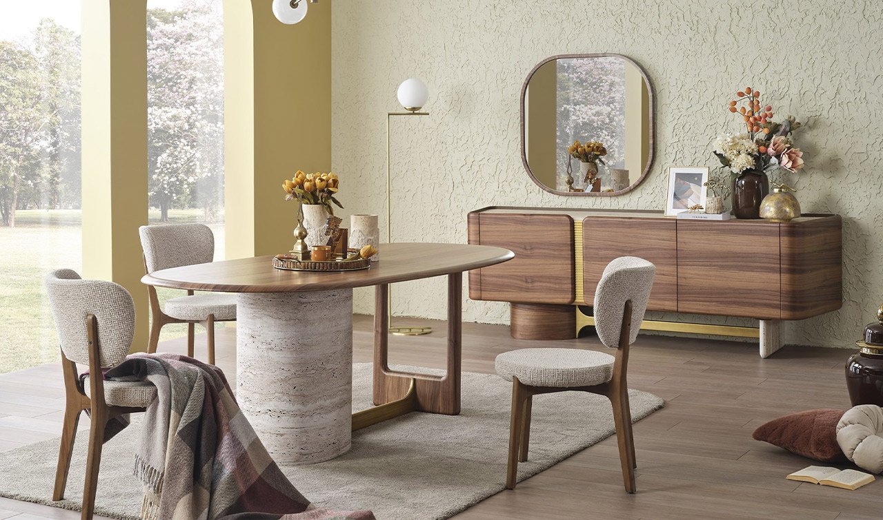 Alba Yemek Odası Takımı | Traverten