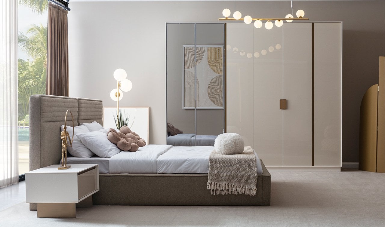 Nova Yatak Odası Takımı Ekru - Bazalı