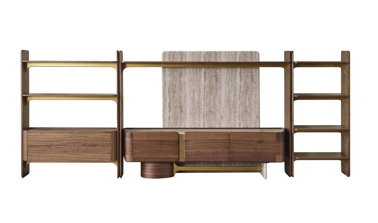 Alba TV Ünitesi - traverten yüzey detayı