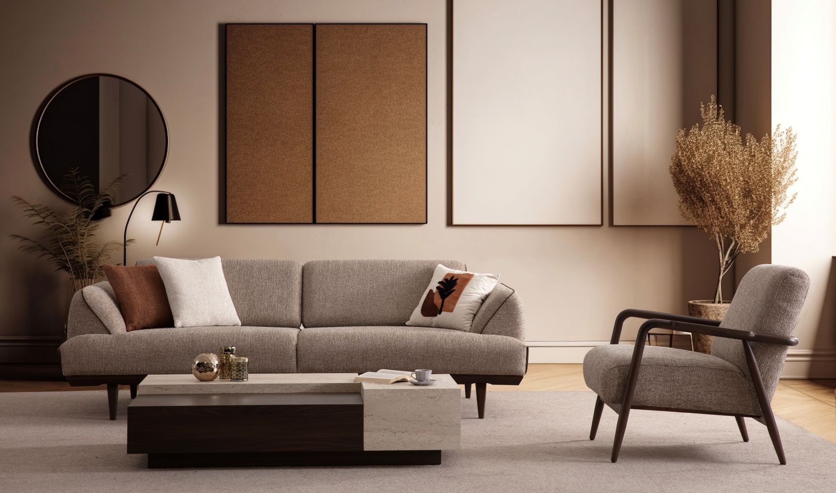 Loft Koltuk Takımı Ahşap Berjerli