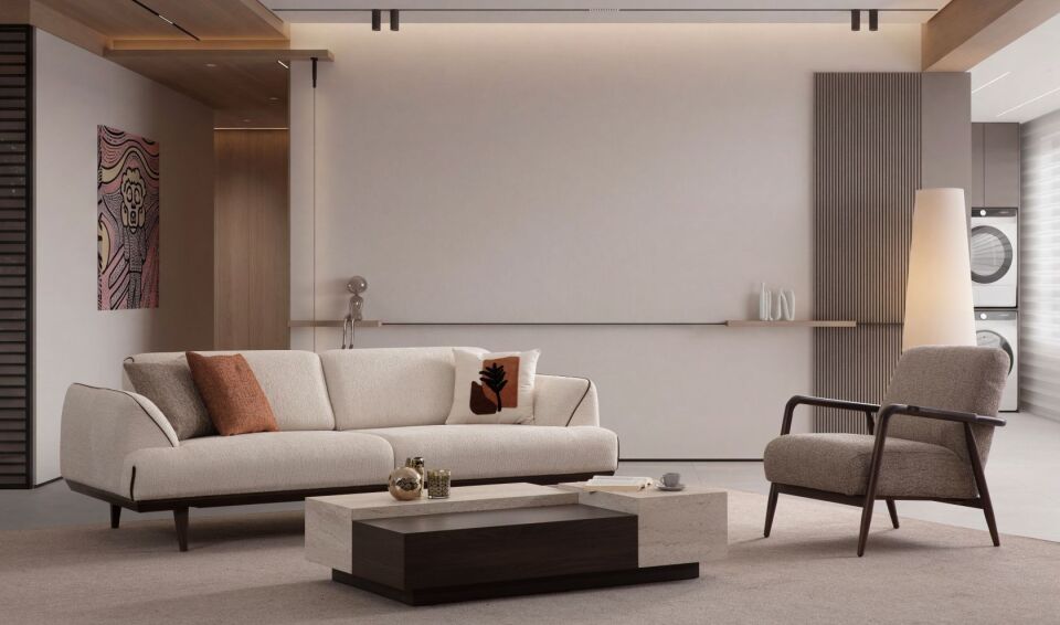 Loft Koltuk Takımı Ahşap Berjerli