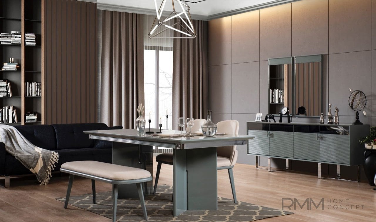 Tesla Ceviz Yemek Odası Takımı Konsol