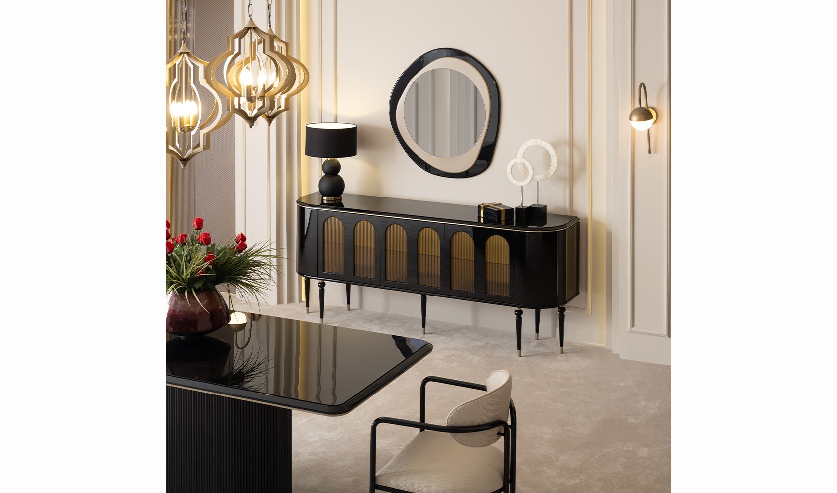 Zenith Yemek Odası Takımı | Siyah